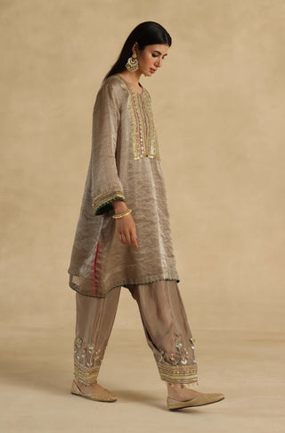 Gray bindiya embroidered kurta set