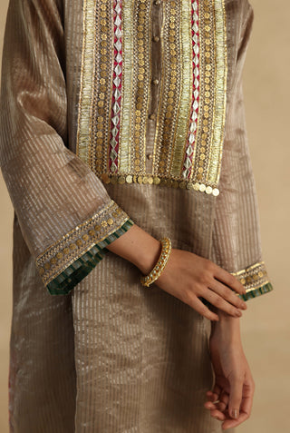 Gray bindiya embroidered kurta set