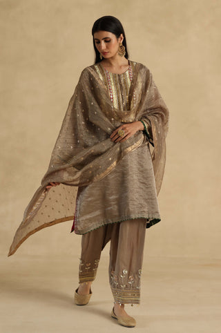 Gray bindiya embroidered kurta set