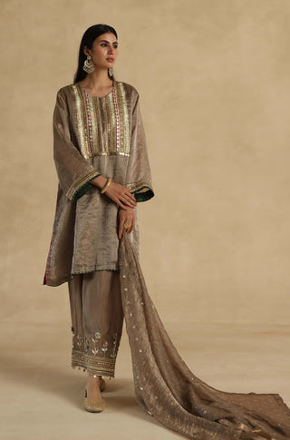 Gray bindiya embroidered kurta set