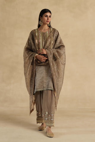 Gray bindiya embroidered kurta set
