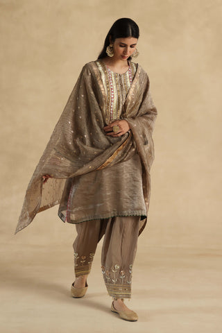 Gray bindiya embroidered kurta set