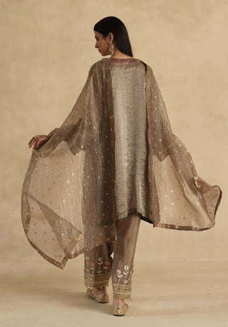 Gray bindiya embroidered kurta set