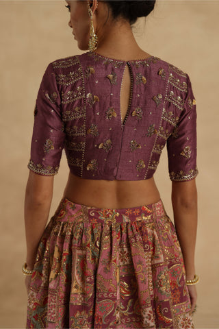 Plum kangna lehenga set