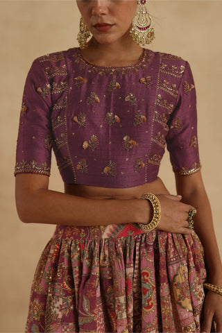 Plum kangna lehenga set