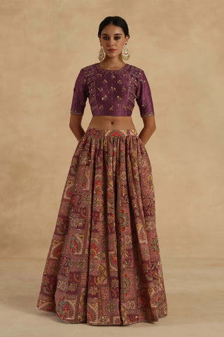 Plum kangna lehenga set