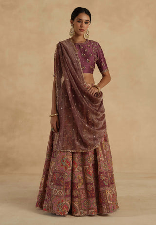 Plum kangna lehenga set