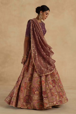 Plum kangna lehenga set