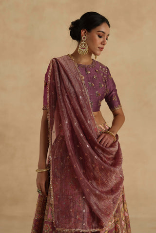 Plum kangna lehenga set