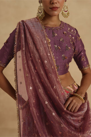 Plum kangna lehenga set