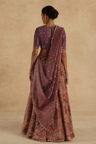 Plum kangna lehenga set