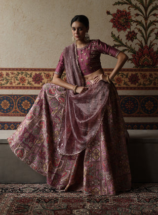 Plum kangna lehenga set