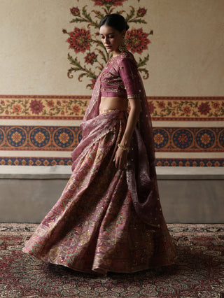Plum kangna lehenga set