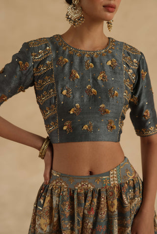 Gray kangna lehenga set
