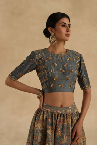 Gray kangna lehenga set