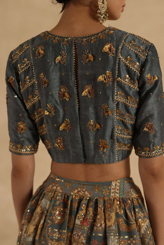 Gray kangna lehenga set