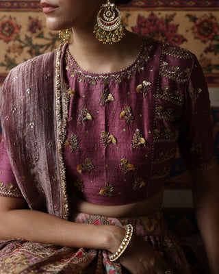 Plum kangna lehenga set