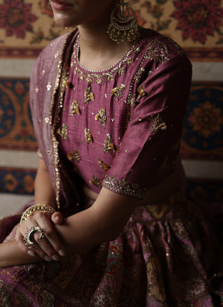 Plum kangna lehenga set