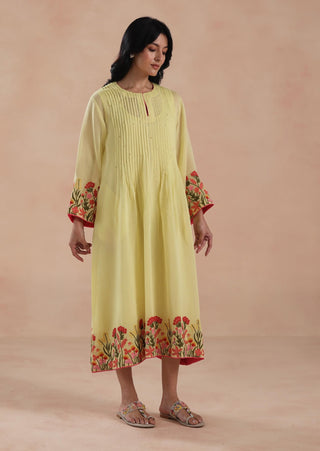 Lemon yellow swara midi dress