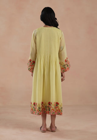 Lemon yellow swara midi dress