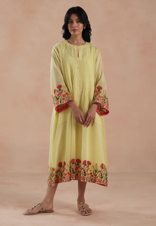 Lemon yellow swara midi dress