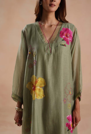 Sage green kamal kurta set