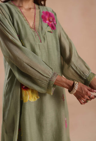 Sage green kamal kurta set