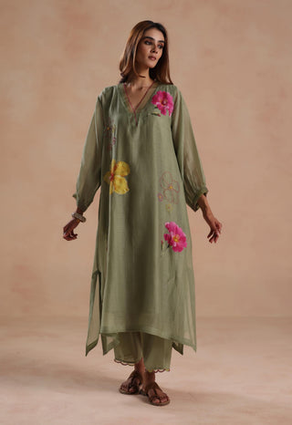 Sage green kamal kurta set