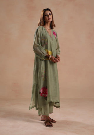 Sage green kamal kurta set