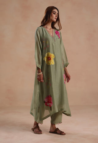 Sage green kamal kurta set
