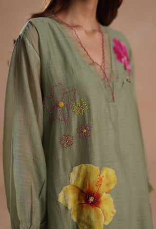Sage green kamal kurta set