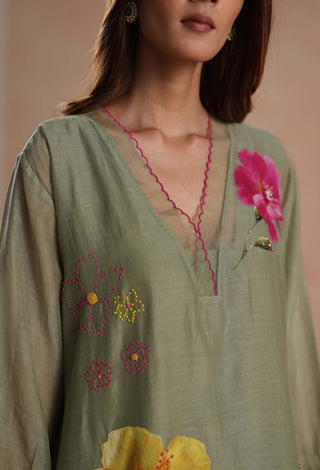 Sage green kamal kurta set