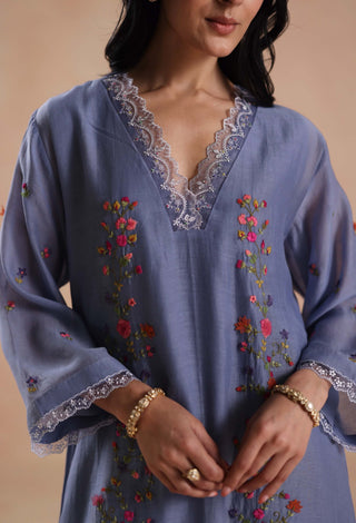 Periwinkle blue evara kurta set