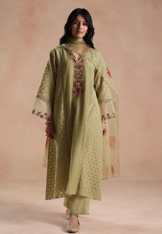 Green rua kurta set