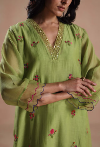 Lime green zeya kurta set