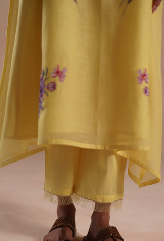 Yellow urvi kurta and pants