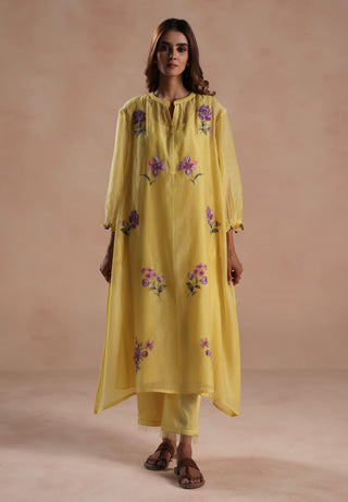 Yellow urvi kurta and pants