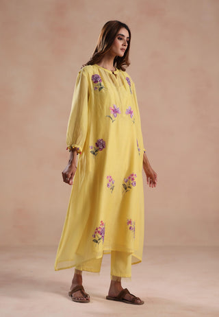 Yellow urvi kurta and pants