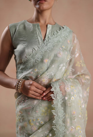 Light mint solana sari and blouse
