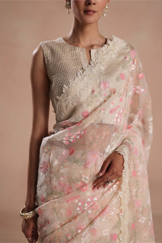Ivory solana sari and blouse