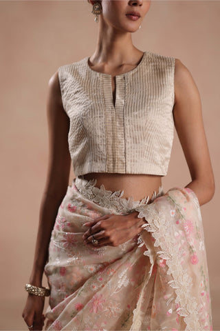 Ivory solana sari and blouse