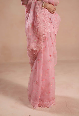 Pink shiloh sari and blouse