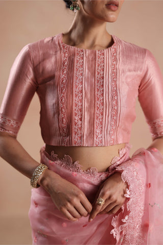 Pink shiloh sari and blouse
