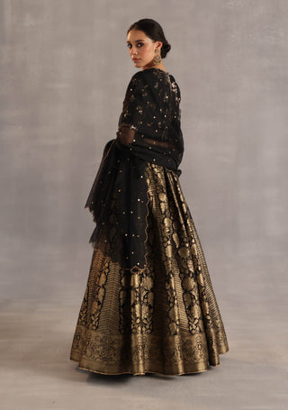Malhar black and gold lehenga set