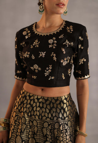 Malhar black and gold lehenga set