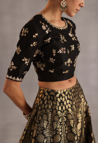 Malhar black and gold lehenga set