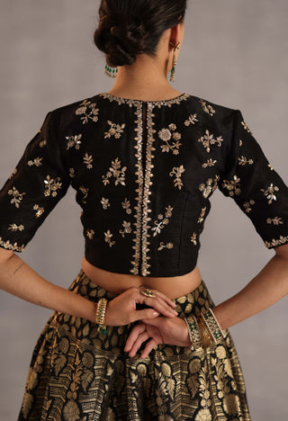 Malhar black and gold lehenga set