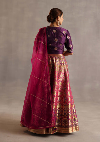 Saras purple and rani pink lehenga set