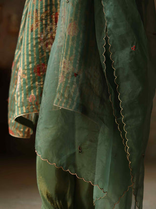 Begum Pret-Ikai Turquoise Kurta Set-INDIASPOPUP.COM