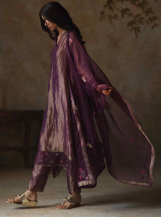 Begum Pret-Ayat Metallic Purple Kurta Set-INDIASPOPUP.COM